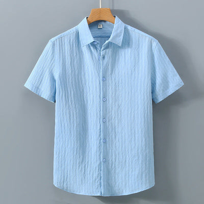 Men’s Button-Down Shirt – Relaxed Fit – Breathable Blend – Textured – Short Sleeve