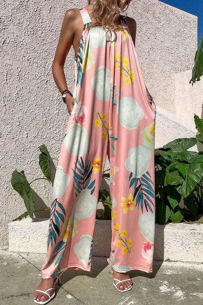Women’s Jumpsuit – Loose Fit – Wide Leg – Lightweight Cotton – Boho Casual Style