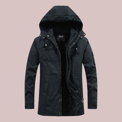 Men’s Hooded Jacket – Slim Fit – Mid Length – Fleece Lined – Outdoor Workwear