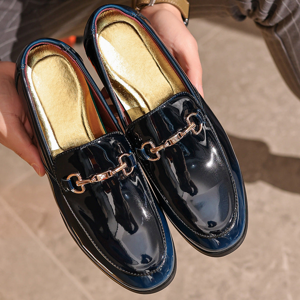 Men’s Dress Loafers – Patent Leather – Slip-On – Metal Bit – Cushioned Insole