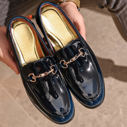 Men’s Dress Loafers – Patent Leather – Slip-On – Metal Bit – Cushioned Insole