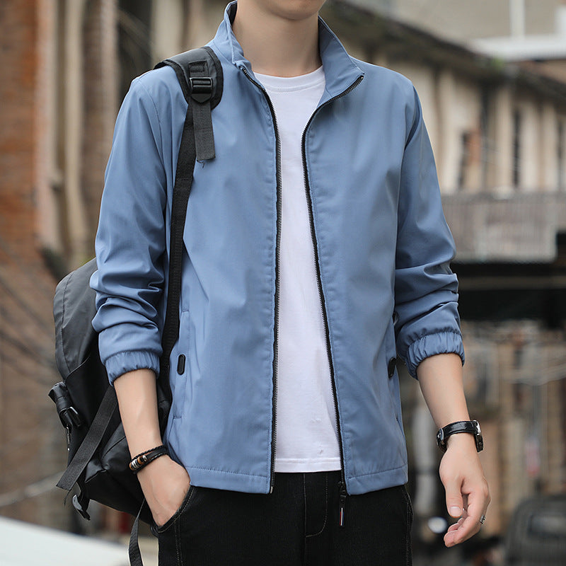 Men’s Jacket – Slim Fit – Stand Collar – Zip Front – Lightweight Breathable Casual Wear