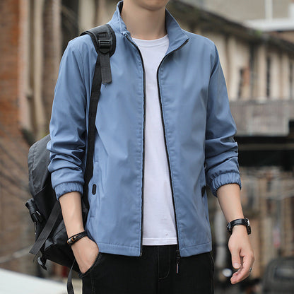 Men’s Jacket – Slim Fit – Stand Collar – Zip Front – Lightweight Breathable Casual Wear