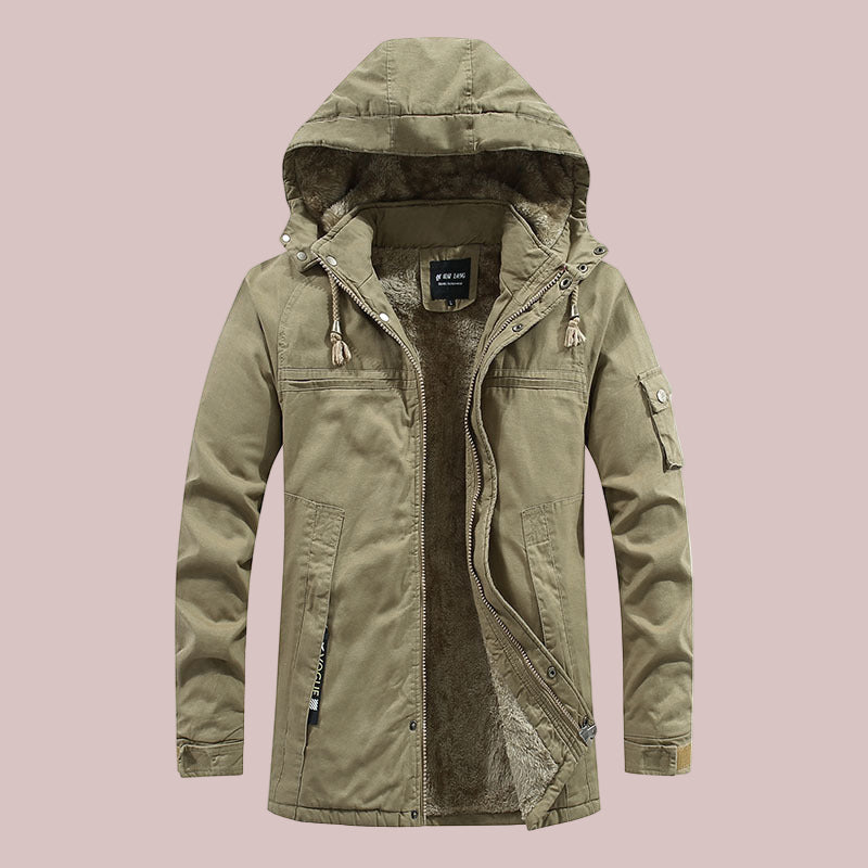 Men’s Hooded Jacket – Slim Fit – Mid Length – Fleece Lined – Outdoor Workwear