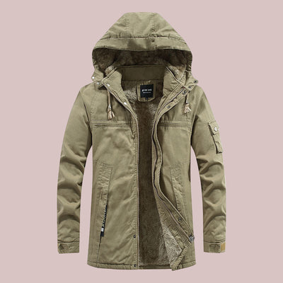 Men’s Hooded Jacket – Slim Fit – Mid Length – Fleece Lined – Outdoor Workwear