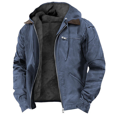 Men’s Hooded Jacket – Fleece Lined – Relaxed Fit – Full Zip – Cotton Blend Casual Wear