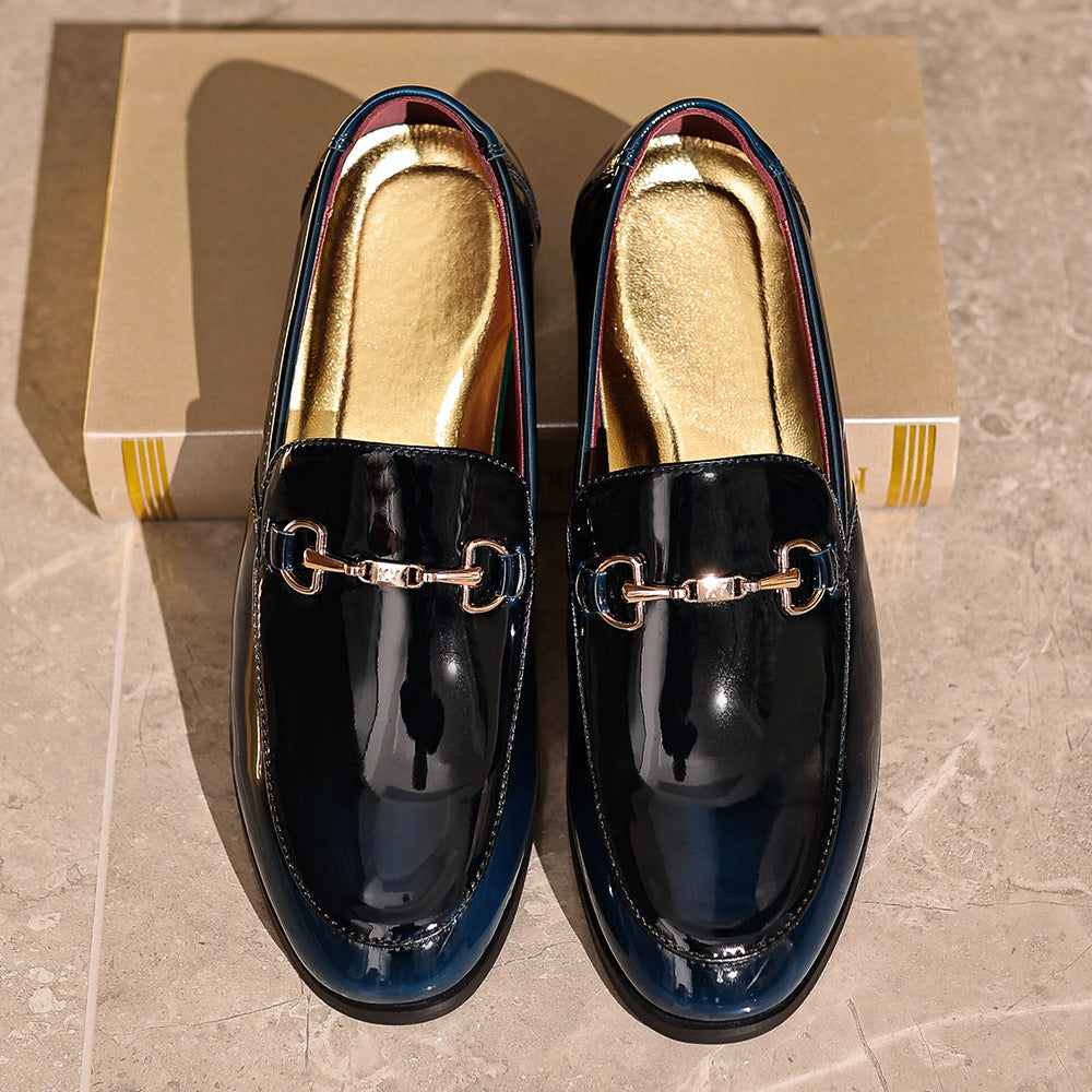Men’s Dress Loafers – Patent Leather – Slip-On – Metal Bit – Cushioned Insole