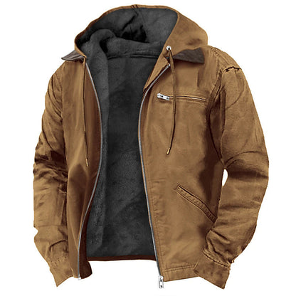 Men’s Hooded Jacket – Fleece Lined – Relaxed Fit – Full Zip – Cotton Blend Casual Wear