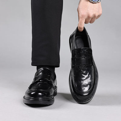 Men’s Leather Loafers – Slip-On – Pointed Toe – Polished Finish – Formal Shoe