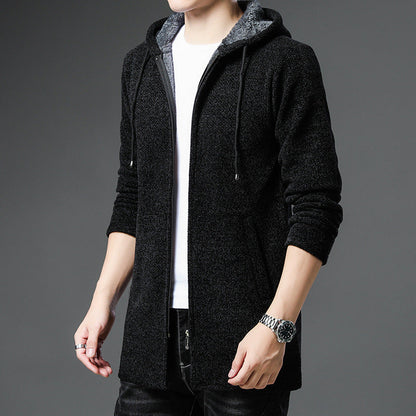 Men’s Windbreaker Sweater – Relaxed Fit – Hooded – Zipper Front – Warm Lining