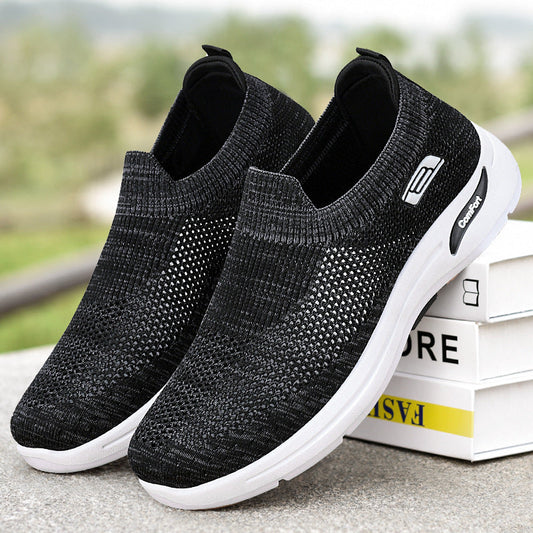 Men’s Slip-On Shoes – Breathable Mesh – Lightweight – Cushioned Sole – Low-Cut Fit