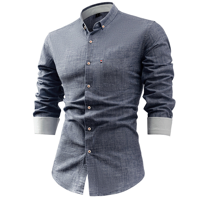 Men’s Button-Up Shirt – Slim Fit – Long Sleeve – Chest Pocket