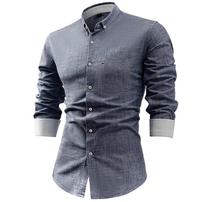 Men’s Button-Up Shirt – Slim Fit – Long Sleeve – Chest Pocket