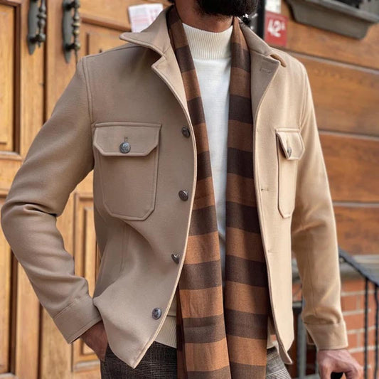 Men’s Jacket – Wool Blend – Tailored Fit – Notched Lapel – Button Front – Chest Pockets