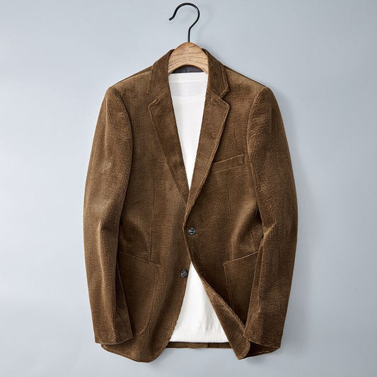 Men’s Corduroy Jacket – Structured Fit – Notched Lapel – Single-Breasted Smart Casual