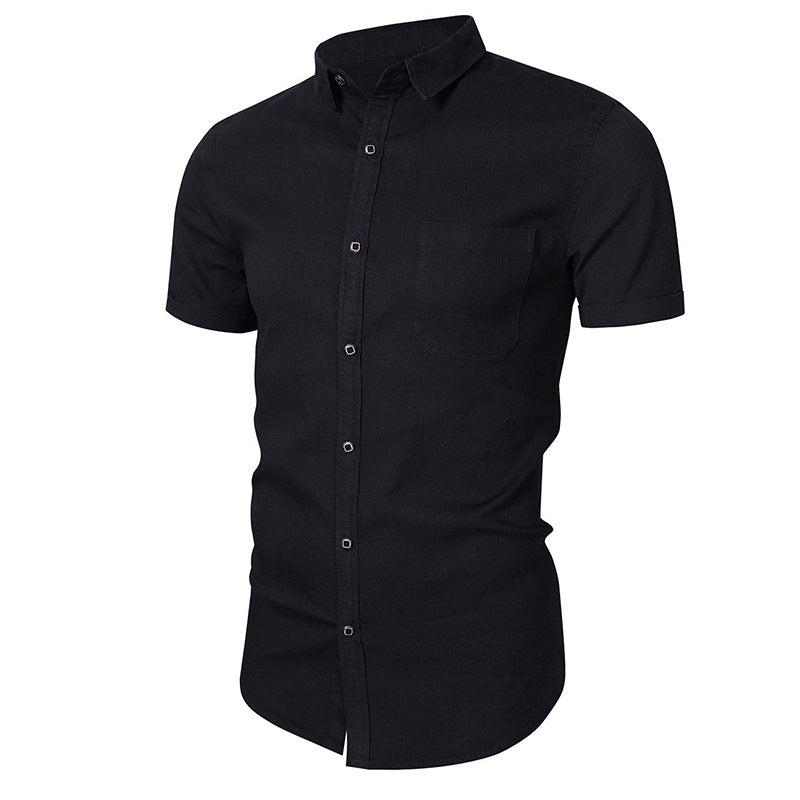 Men’s Short Sleeve Shirt – Slim Fit – Cotton – Button Front – Chest Pocket