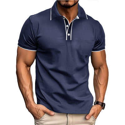 Men’s Polo Shirt – Athletic Fit – Cotton Blend – Button Placket – Subtle Piping