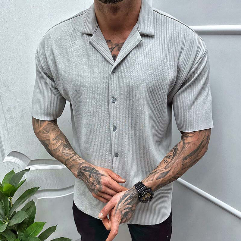 Men’s Short Sleeve Shirt – Regular Fit – Breathable Blend – Button Down Casual Style