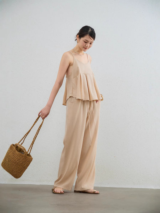 Women's Relaxed Sleeveless Set - Lightweight Flowy Top & Loose Pants