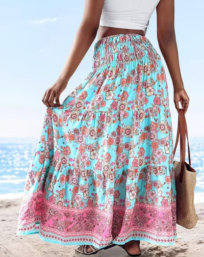 Women’s Maxi Dress – Strapless Bandeau – Flowy Fit – Boho Printed Cotton Style