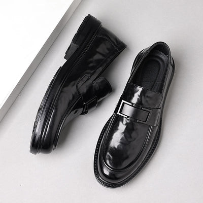Men’s Leather Loafers – Slip-On – Pointed Toe – Polished Finish – Formal Shoe