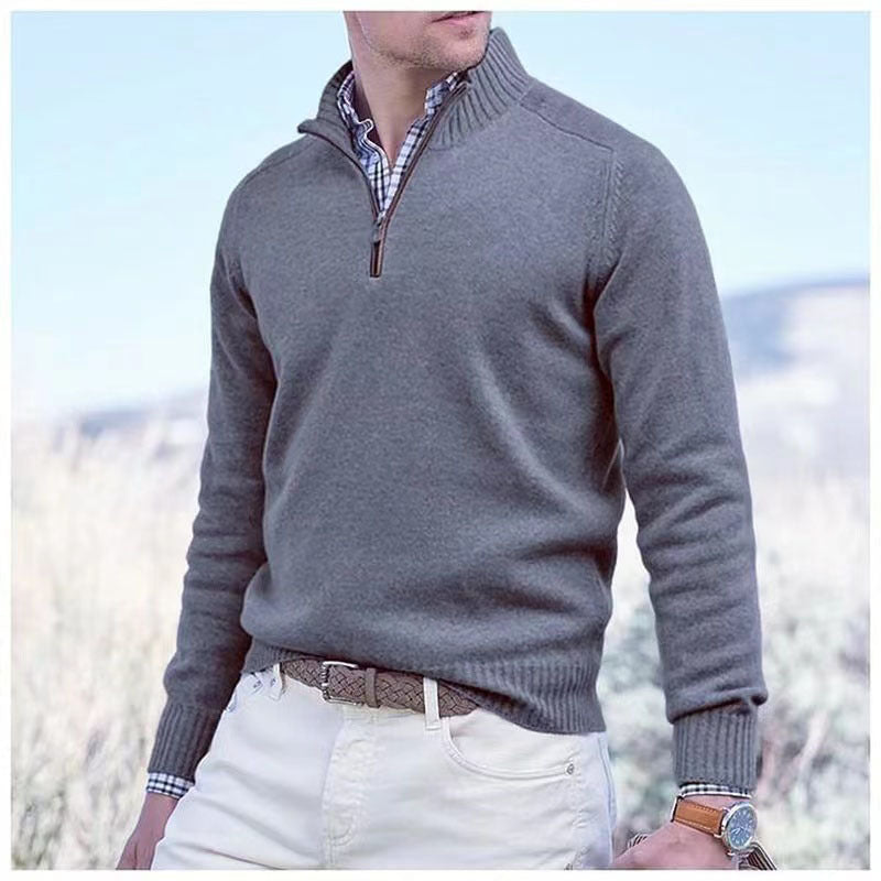 Men’s Half-Zip Sweater – Regular Fit – Ribbed Trim – Smart Casual