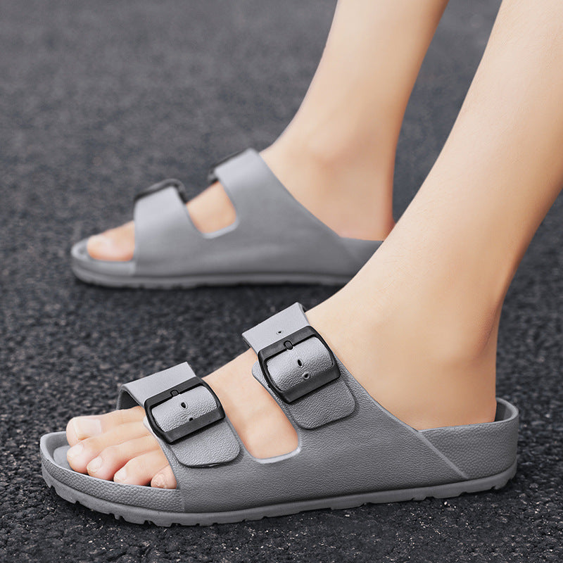 Men’s Sandals – Synthetic Leather – Open Toe – Adjustable Buckle Straps – Thick Sole