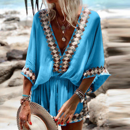 Women's comfortable V-neck loose jumpsuit