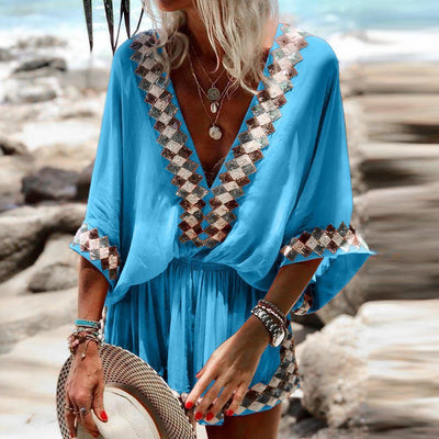 Women's comfortable V-neck loose jumpsuit