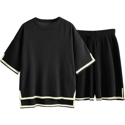 Women’s Knit Sweater Set – Relaxed Fit – Lightweight Breathable – Ribbed Trim