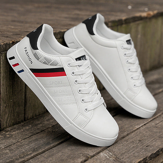 Men’s Low-Top Sneakers – Wide Fit – Leather Look – Lace-Up – Casual Everyday Wear