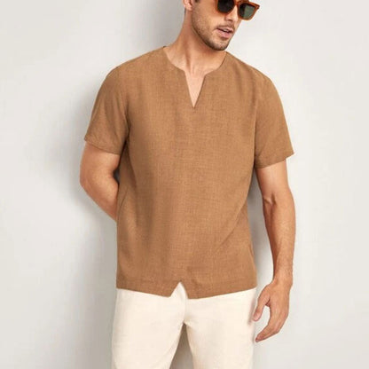 Men’s T-Shirt – Oversized Fit – V-Neck – Short Sleeve – Breathable Cotton Blend
