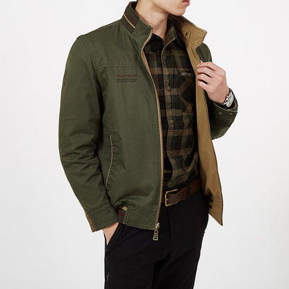Men’s Reversible Jacket – Cotton Blend – Standard Fit – Zip Front – Side Pockets