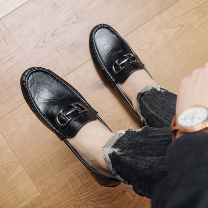 Men’s Loafers – Genuine Leather – Slip-On – Metal Buckle – Smart Casual Fit