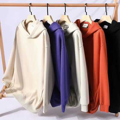 Men’s Hoodie – Oversized Loose Fit – Cotton Blend – V-Neck with Ribbed Cuffs