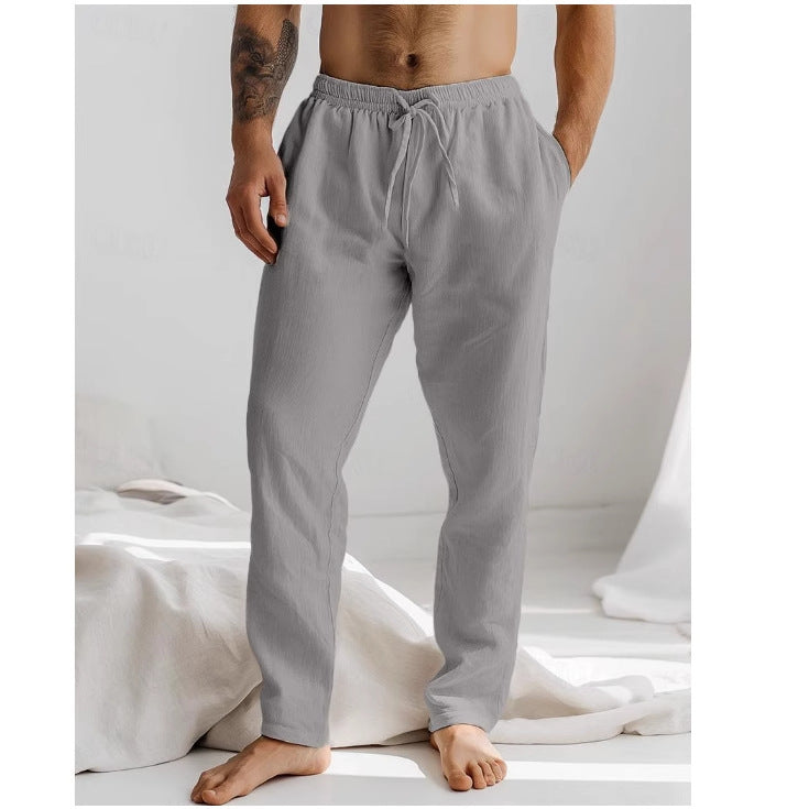 Men’s Linen Trousers – Relaxed Fit – Lightweight Breathable – Drawstring Waist