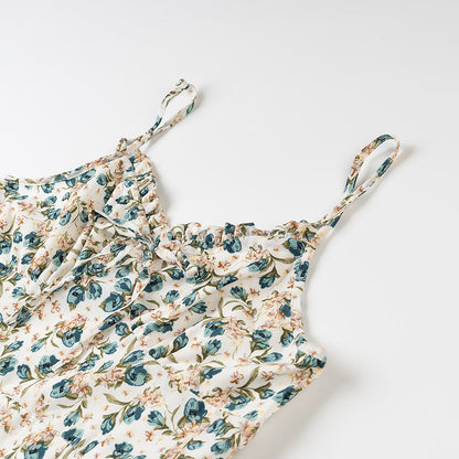 Women’s Mini Dress – Slim Fit Mermaid Silhouette – Floral Print – Spaghetti Straps