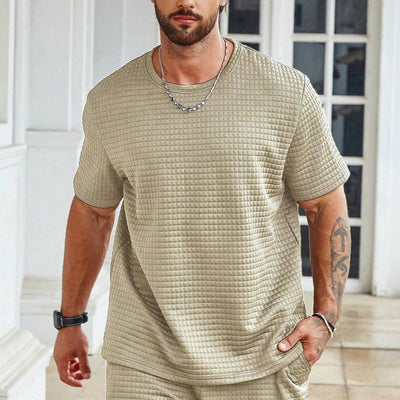Men’s T-Shirt – Relaxed Fit – Textured Soft Knit – Breathable Crew Neck Casual Wear