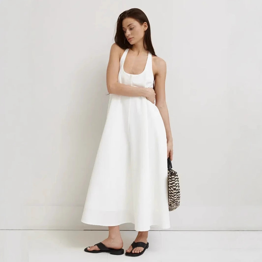 Women’s Midi Dress – Halter Neck – A-Line Fit – Sleeveless – Lightweight Fabric