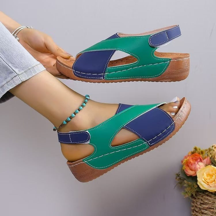 Women’s Sandals – Open Toe Slip-On – Cross Strap – Cushioned Lightweight Sole