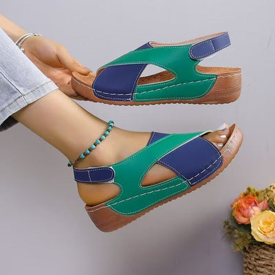 Women’s Sandals – Open Toe Slip-On – Cross Strap – Cushioned Lightweight Sole