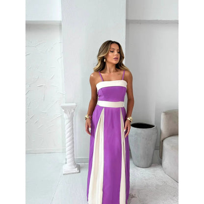 Women’s Maxi Dress – Satin Feel – Strappy – High Waist – Elegant Formal Fit