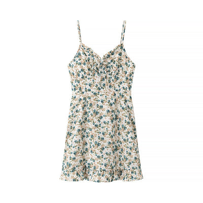 Women’s Mini Dress – Slim Fit Mermaid Silhouette – Floral Print – Spaghetti Straps