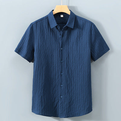 Men’s Button-Down Shirt – Relaxed Fit – Breathable Blend – Textured – Short Sleeve