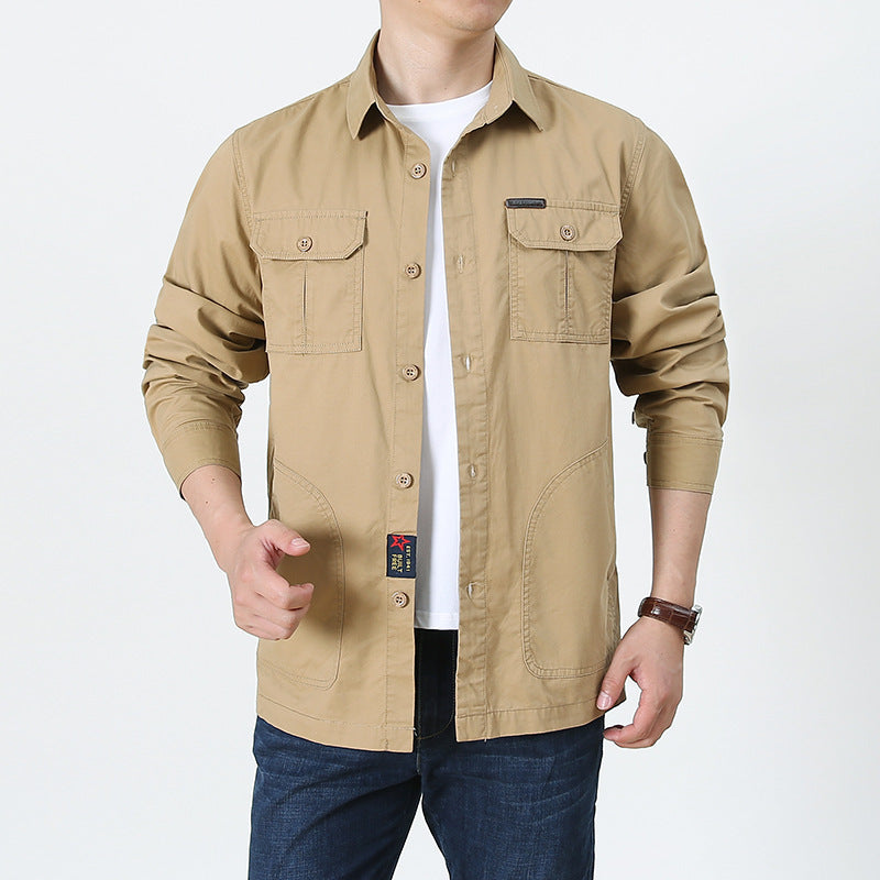 Men’s Shirt Jacket – Cotton Blend – Relaxed Fit – Button Down – Utility Pockets