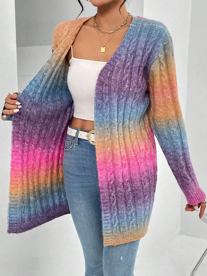 Women’s Cardigan – Oversized Fit – Cable Knit – Open Front – Soft Knit Casual Layer