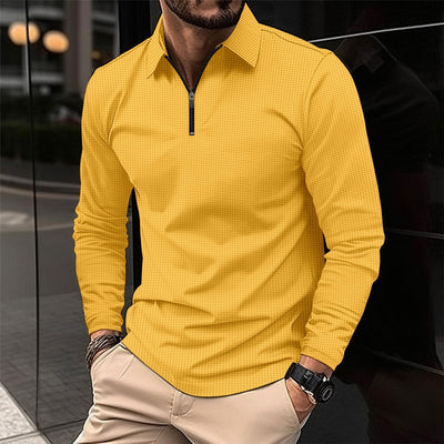 Men’s Long Sleeve Shirt – Slim Fit – Zip Collar – Stretch Fabric