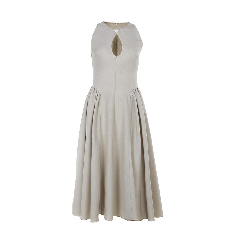 Women’s Midi Dress - Sleeveless A-Line Fit - Keyhole Neckline - Lightweight Flared Skirt