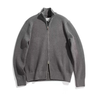 Men's Zip-Up Cardigan - High Neck - Full Sleeve - Classic Design