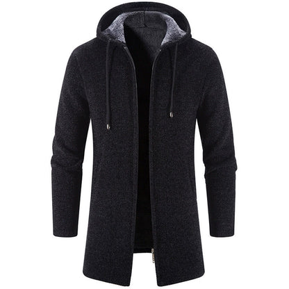 Men’s Cardigan Jacket – Chenille Knit – Hooded – Zip-Up – Relaxed Fit Casual Layer